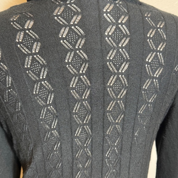 Evidence sweater black lightweight open weave open front long cardigan  Sz L - Picture 6 of 8